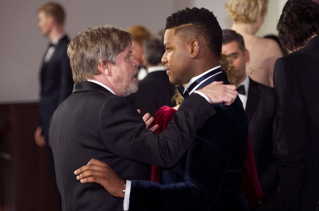 Mark Hamill and John Boyega at the Star Wars: The Last Jedi premiere in 2017