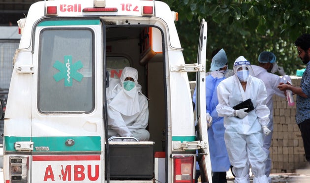 Doctors and health workers at LNJP Hospital on 30