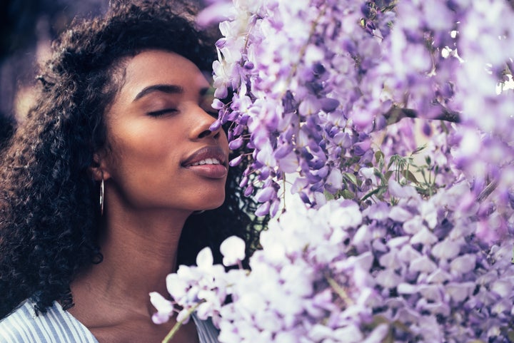 Smelling flowers is a highlight of the daily walk