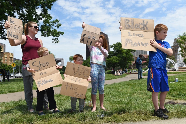 Terri Rose took her children to protests in the Kansas City area on May 31.