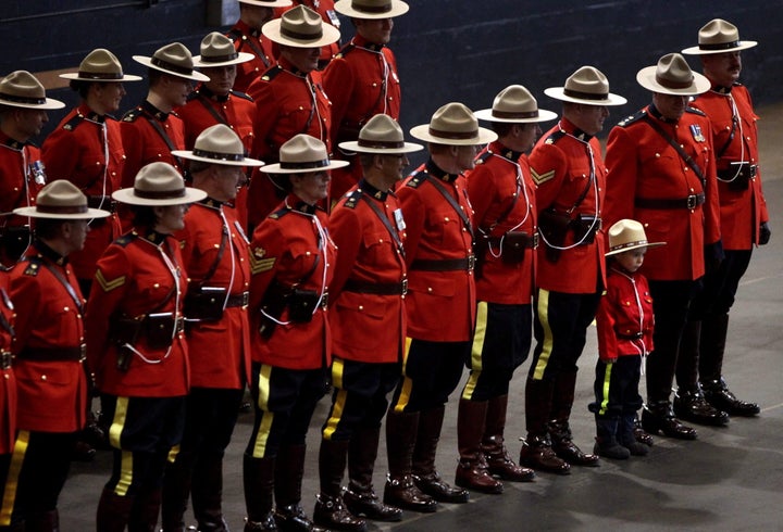 RCMP officers at a change of command ceremony in Vancouver, on Feb. 11, 2011.