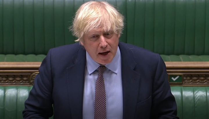 Prime Minister Boris Johnson speaks during Prime Minister's Questions in the House of Commons, London.