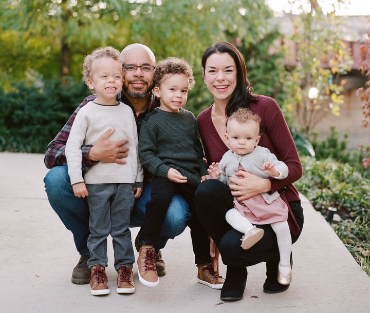 “Every new murder of a Black person magnifies and multiplies my anxieties and worries about my husband going out to interact in the world," said Christy Tyler, a photographer in Chicago, pictured here with her spouse, James, and their three kids.