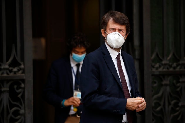 The Italian Minister of Cultural Heritage Dario Franceschini with the mask to protect himself from the Coronavirus emergency (Covid-19) while leaving the Senate after the final discussion on the vote of individual distrust the Minister of Justice, Alfonso Bonafede. Rome (Italy), May 20th, 2020 (Photo by Massimo Di Vita/Archivio Massimo Di Vita/Mondadori Portfolio via Getty Images)