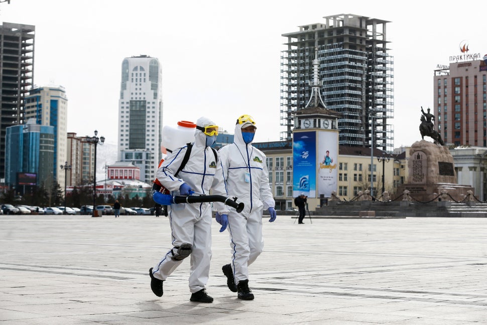 Mongolia took a series of deliberate steps to stop the spread of coronavirus, including disinfecting public spaces in the cap