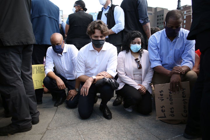 Some protesters reportedly urged Canadian Prime Minister Justin Trudeau to stand up to President Donald Trump's violent rhetoric about demonstrators.