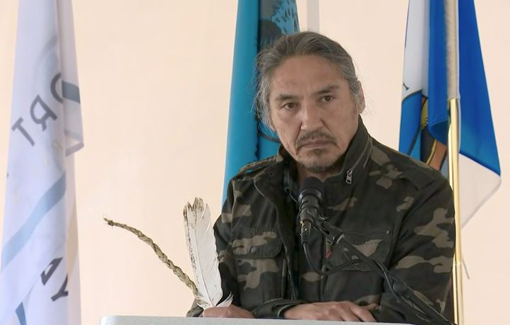 Chief Allan Adam is seen during a press conference in Fort McMurray, Alta. on June 6, 2020.