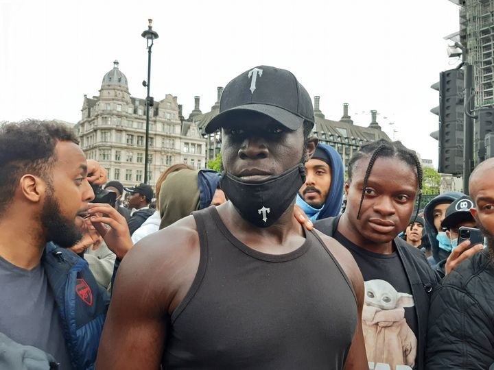 Stormzy at the Black Lives Matter protest rally in Parliament Square on Sunday.