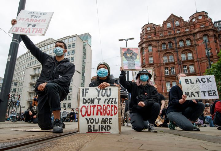 The Black Lives Matter protest rally in Manchester on Sunday.