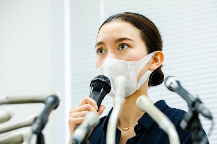 会見する伊藤詩織さん（2020年6月8日）