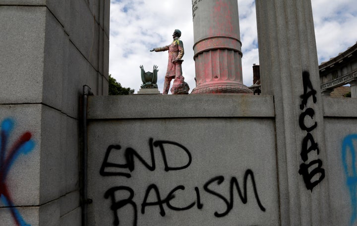 A monument of Confederate president Jefferson Davis in Richmond, Virginia, was marked during widespread civil unrest following the death of George Floyd.