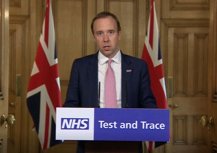 Health Secretary Matt Hancock during a media briefing in Downing Street, London, on coronavirus (COVID-19).