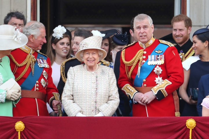 The royal family on the balcony of Buckingham Palace during Trooping The Colour, the Queen's annual birthday parade, on June 8, 2019 in London. 