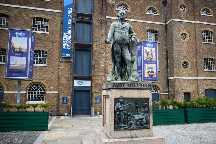 A statue of the West Indies slaver Robert Milligan currently sits outside the Museum of London Docklands.
