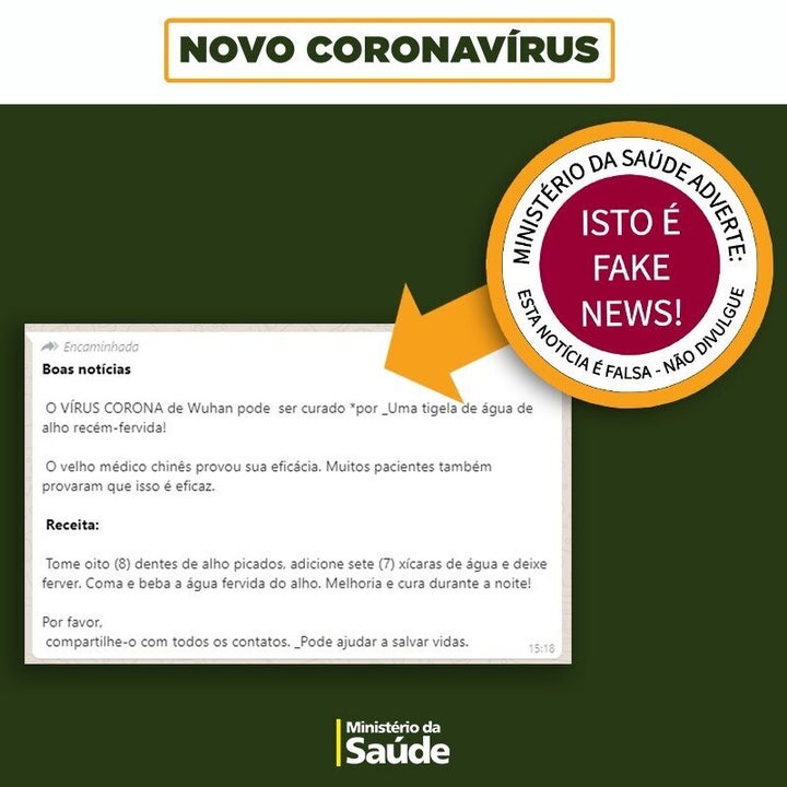 Ministério da Saúde afirma que alho não cura coronavírus.