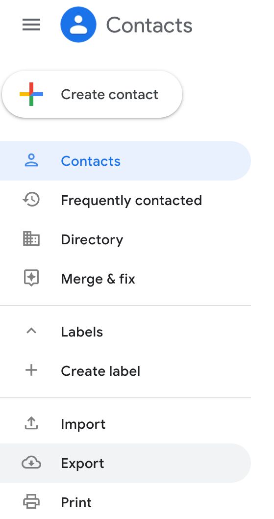 On Gmail, you just need to select "export" to get started on compiling your contact list quickly.