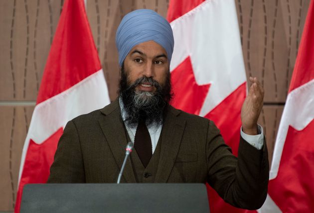 NDP leader Jagmeet Singh gestures during a news conference on June 9, 2020 in