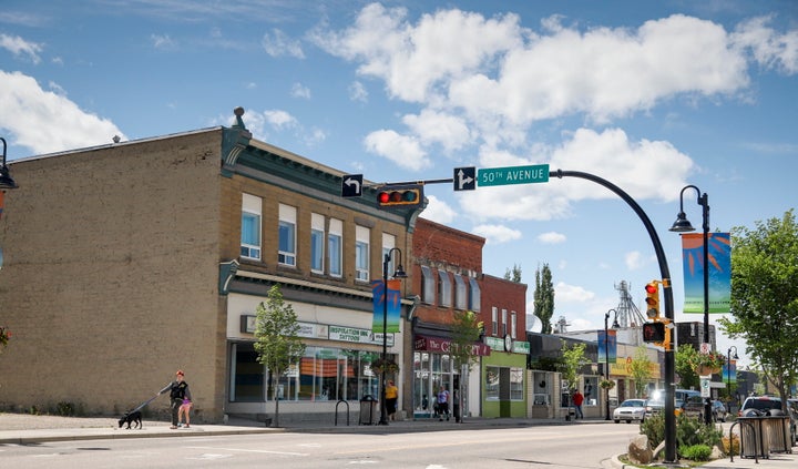 Downtown Innisfail, Alta. is shown on June 9, 2020.