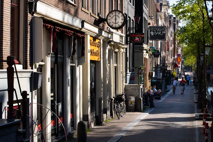 Amsterdam's red-light district is nearly deserted on April 24 after the Dutch government imposed regulations to prevent the spread of coronavirus.