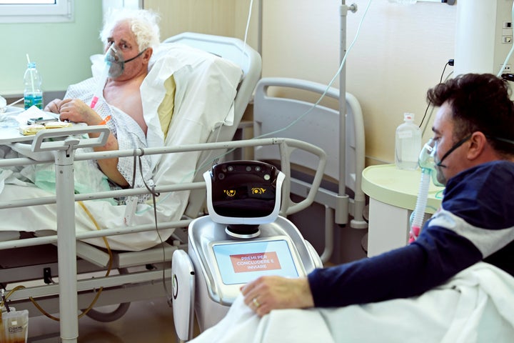 Patients in the Circolo hospital, in Varese, Italy