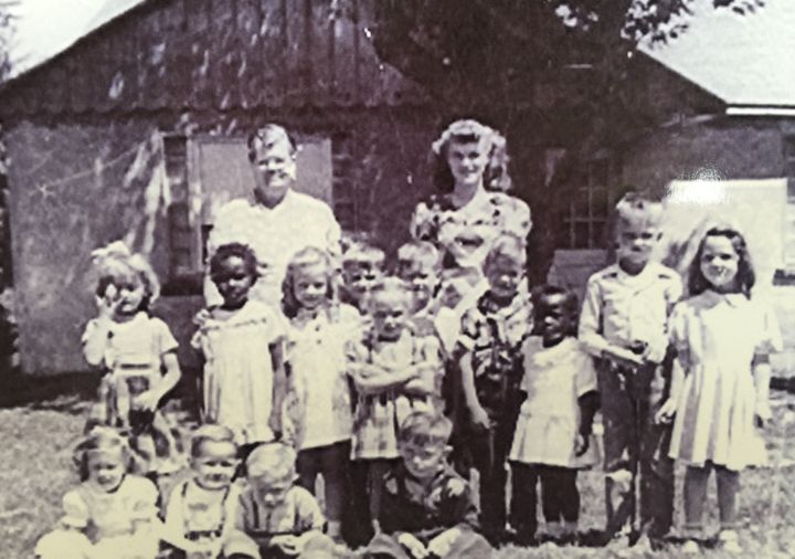 The author (third from the right) with her primary Sunday school class at the Assembly of God Church in Wallowa, Oregon, in 1950.