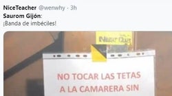 Un bar de Gijón pide perdón tras colocar este cartel en su