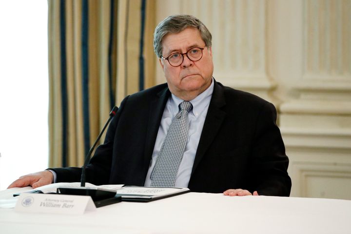 Attorney General William Barr, seen during a roundtable discussion with law enforcement officials at the White House on June 8, has defended authorities' use of force against protesters during a June 1 event outside the White House.