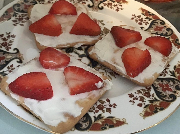 Starter: strawberries and cream cheese