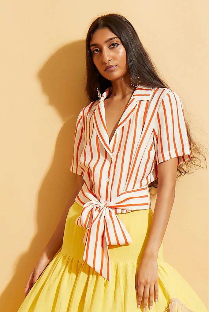 Hope for Flowers by Tracy Reese Candy-Stripe Tie-Waist Shirt