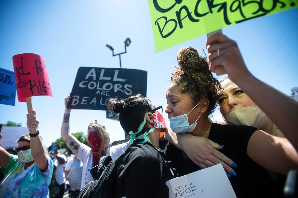 28 Protest Images From Small Cities And Towns Across The
U.S. 2 Makyla Bard, right, is comforted by other protesters in Decatur, Alabama, as she chants, "Say his name," during a peaceful pr
