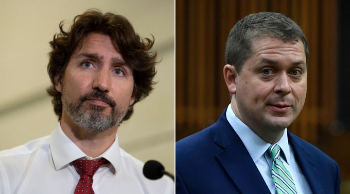 Prime Minister Justin Trudeau and Conservative Leader Andrew Scheer are shown in a composite image of photos from The Canadian Press.