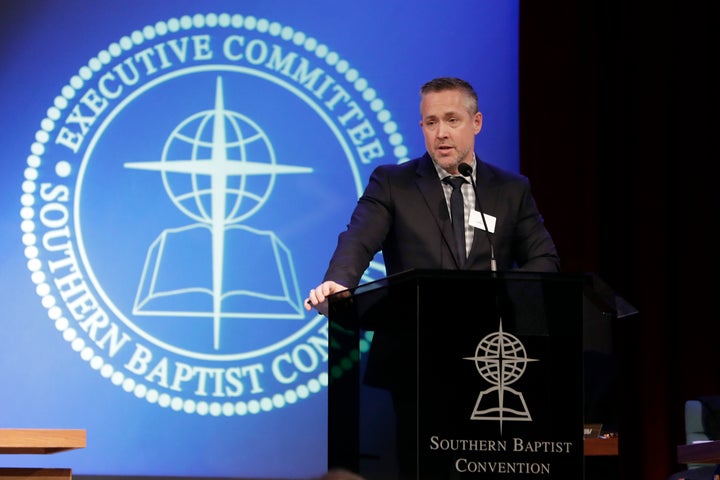 Southern Baptist Convention President J.D. Greear speaks to the denomination's executive committee last year in Nashville.