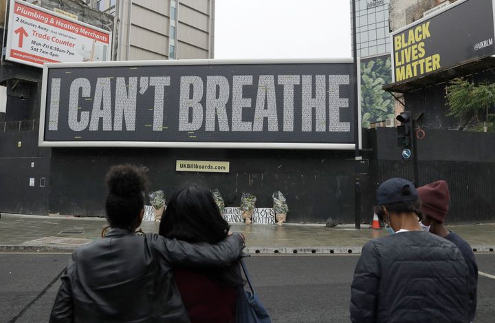 A billboard unveiled by UK's Black Lives Matter campaign.