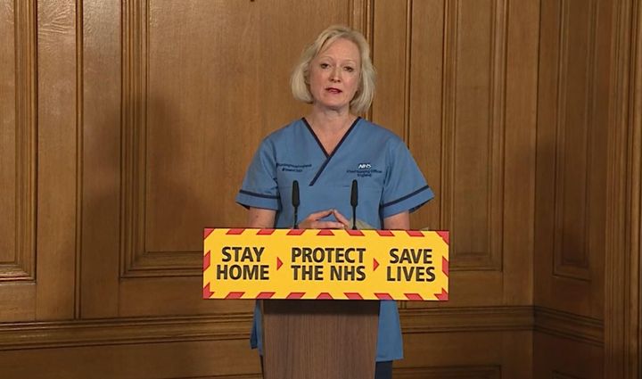 The chief nursing officer for England, Ruth May speaking during a media briefing in Downing Street.