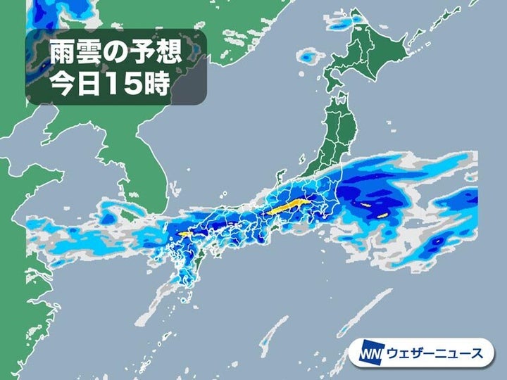 降水の予想 13日(土)15時