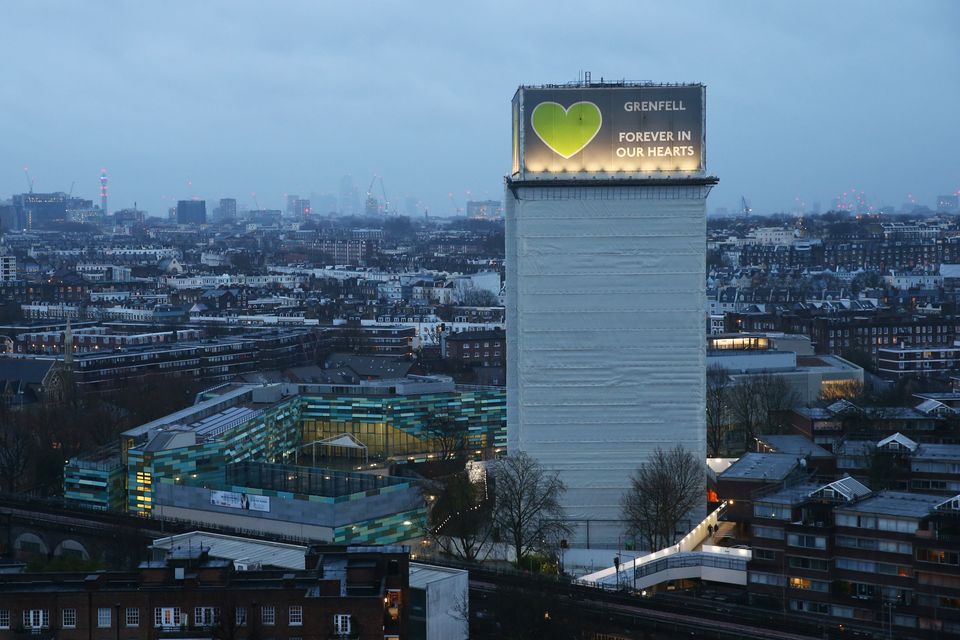 Grenfell Tower, where a severe fire killed 72 people in June 2017