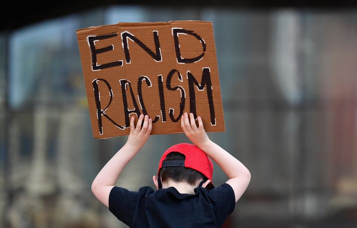 Families participated in a children's Black Lives Matter solidarity march in Brooklyn, New York, on June 9.