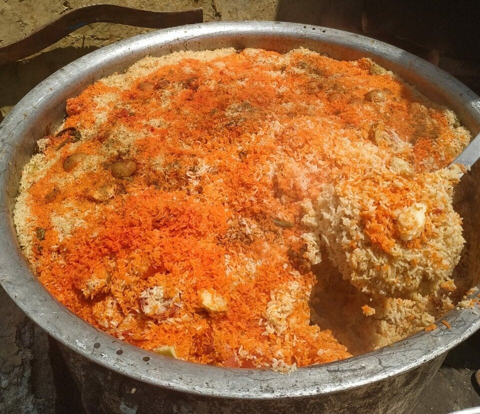 Biryani cooked by Faheem Muqeem for a relief camp in Nizamuddin.