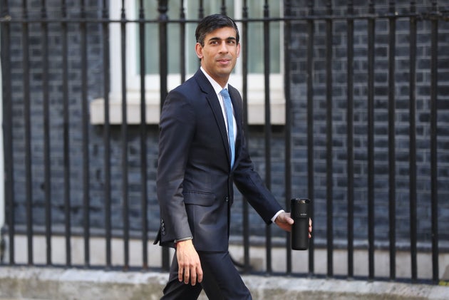 Chancellor Rishi Sunak arrives in Downing Street, London.