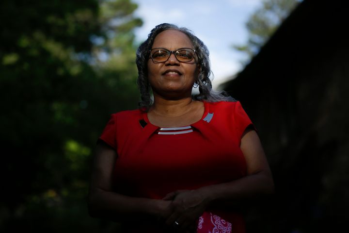 In this Monday, June 8, 2020, file photo, Dorothy Griffin, of Atlanta, poses for a portrait in Atlanta. Blind voters like Griffin fear a loss of control over their ability to cast a ballot as election officials across the U.S. plan a major expansion of voting by mail amid the coronavirus pandemic. Griffin requested an absentee ballot for Georgia’s primary Tuesday, but she gave up waiting for it and decided to cast a ballot in person on the last day of early voting to avoid crowds on Election Day. (AP Photo/Brynn Anderson)