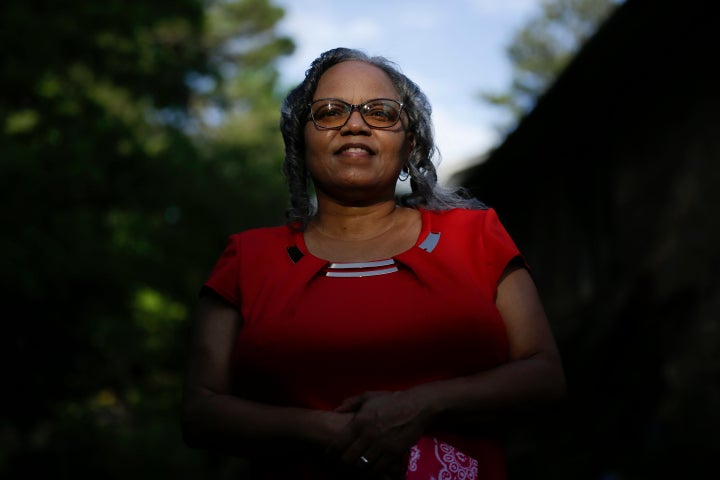 In this Monday, June 8, 2020, file photo, Dorothy Griffin, of Atlanta, poses for a portrait in Atlanta. Blind voters like Griffin fear a loss of control over their ability to cast a ballot as election officials across the U.S. plan a major expansion of voting by mail amid the coronavirus pandemic. Griffin requested an absentee ballot for Georgia’s primary Tuesday, but she gave up waiting for it and decided to cast a ballot in person on the last day of early voting to avoid crowds on Election Day. (AP Photo/Brynn Anderson)