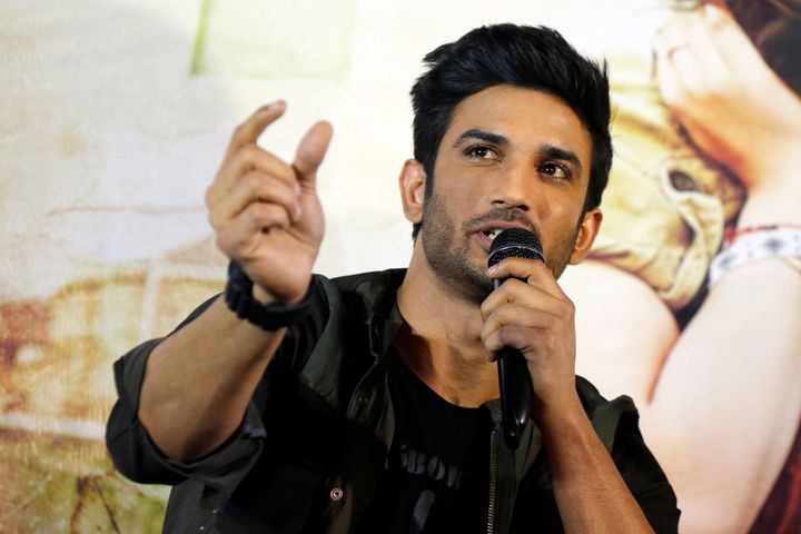 In this May 30, 2017 file photo, Bollywood actor Sushant Singh Rajput speaks during a press conference to promote his movie "Raabta" in Ahmadabad, India.