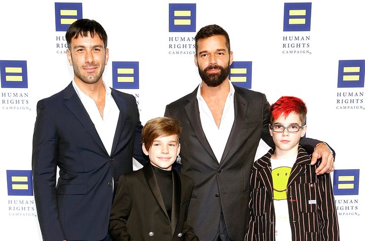 Martin with his husband, Jwan Yosef (left), and their sons Matteo and Valentino. "Every decision I make is based on the fact that I have two pre-adolescents at home asking a lot of questions," Martin told HuffPost.