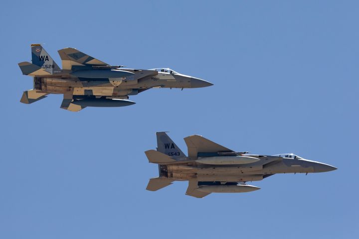 Two US F-15 fighter jets, pictured here in 2013. 