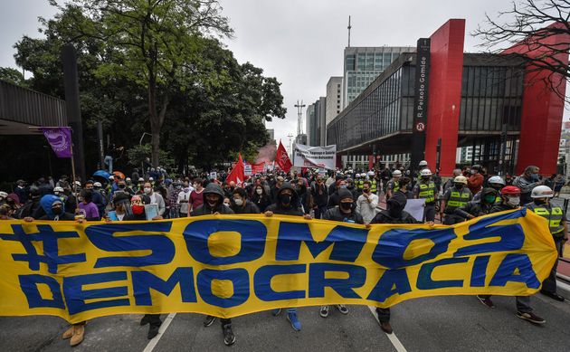 Protesto organizado neste domingo (14) na capital paulista contra o presidente Jair Bolsonaro e o racismo...