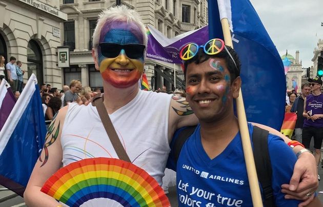 The author with his partner, who he met in the UK