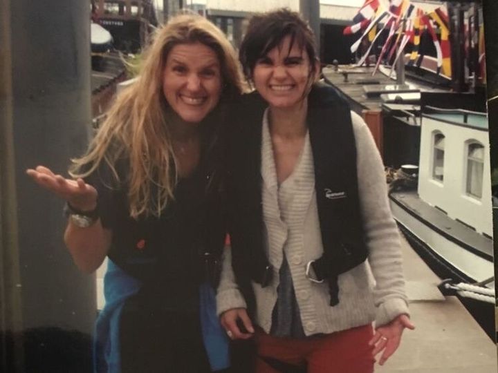 The author, left, pictured alongside her sister Jo Cox