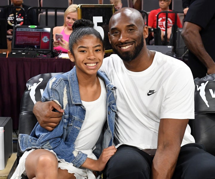 Gianna Bryant and her father, Kobe Bryant, at the WNBA All-Star Game on July 27, 2019, in Las Vegas.