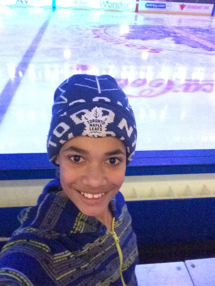 Avi Magidsohn's eldest son, at a Toronto Maple Leafs game.