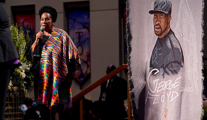 Rep. Sheila Jackson Lee (D-Texas) speaks as family and guests attend the funeral service for George Floyd at The Fountain of Praise church on June 9 in Houston, Texas.